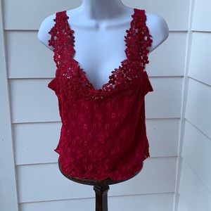 Claire Pettibone dark red lace camisole size XL